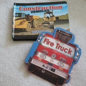 Lot of 2-Firetruck/Construction Vehicle Board Book